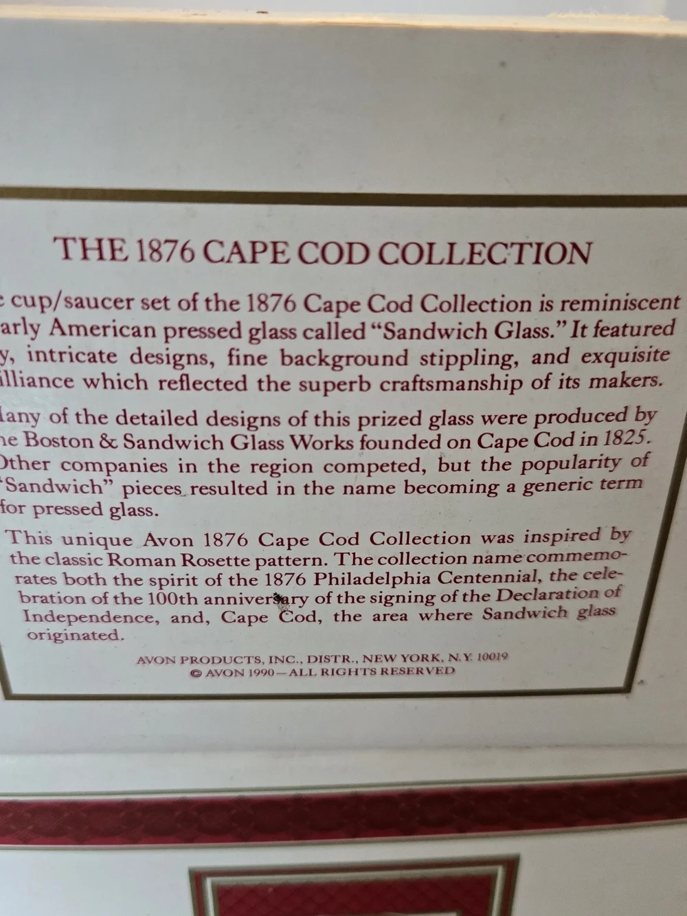Vintage Avon The 1876 Cape Cod Collection Cup and Saucer/ Lot of 4 SETS NIB